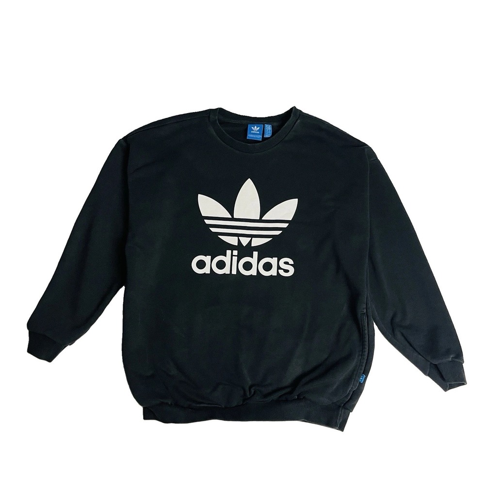 adidas Originals Trefoil Crewneck Sweatshirt Womens M Black White Oversized